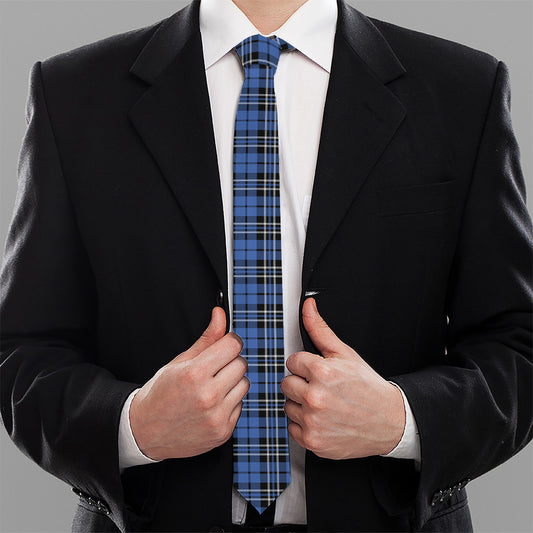 Black And Blue Tartan Pattern Print Necktie