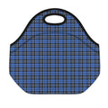 Black And Blue Tartan Pattern Print Neoprene Lunch Bag