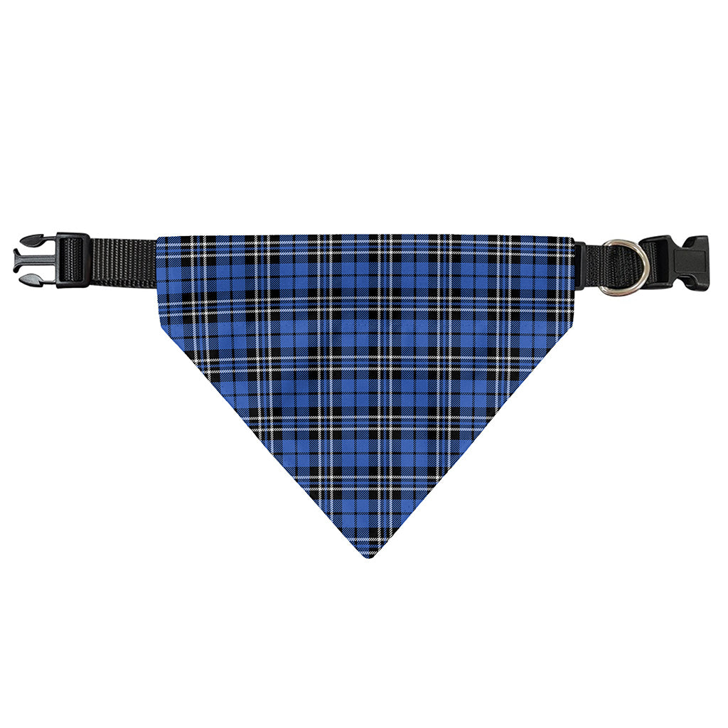 Black And Blue Tartan Pattern Print Over The Collar Dog Bandana