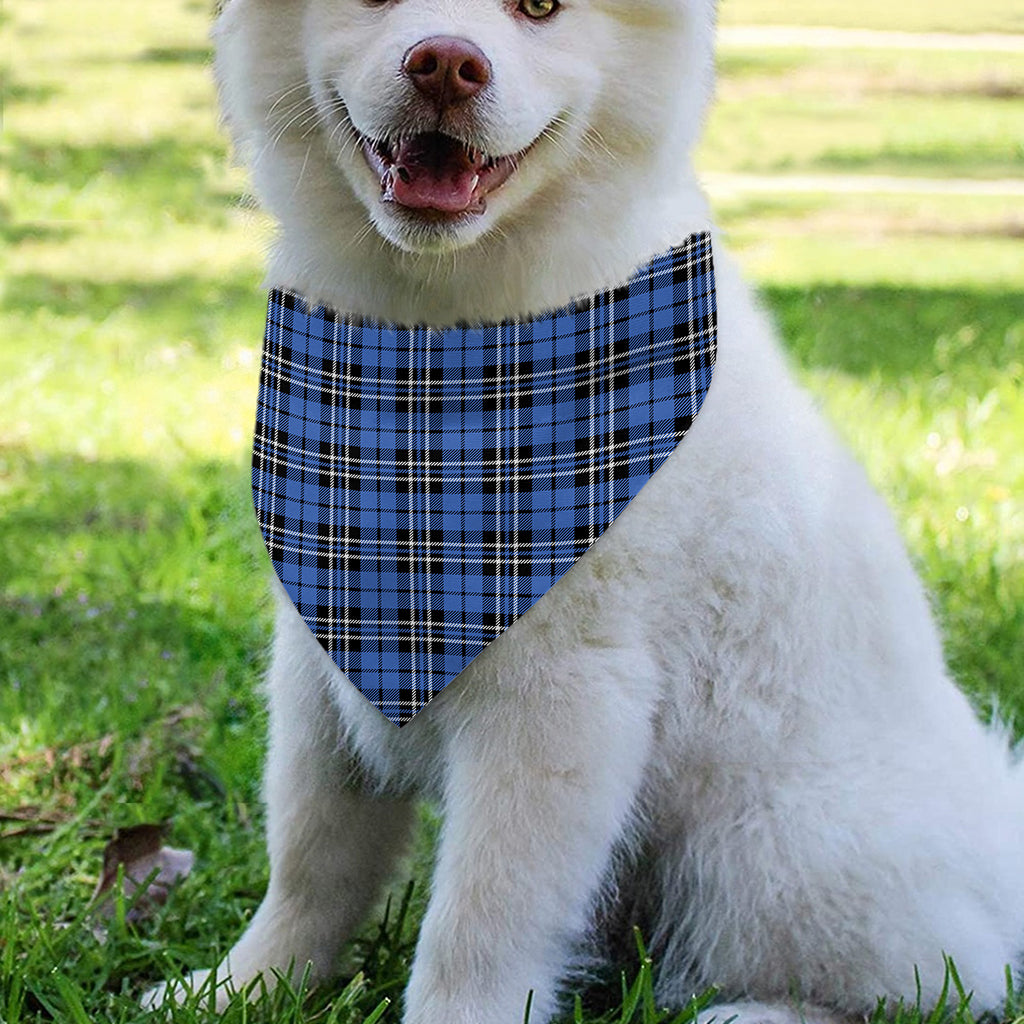 Black And Blue Tartan Pattern Print Over The Collar Dog Bandana