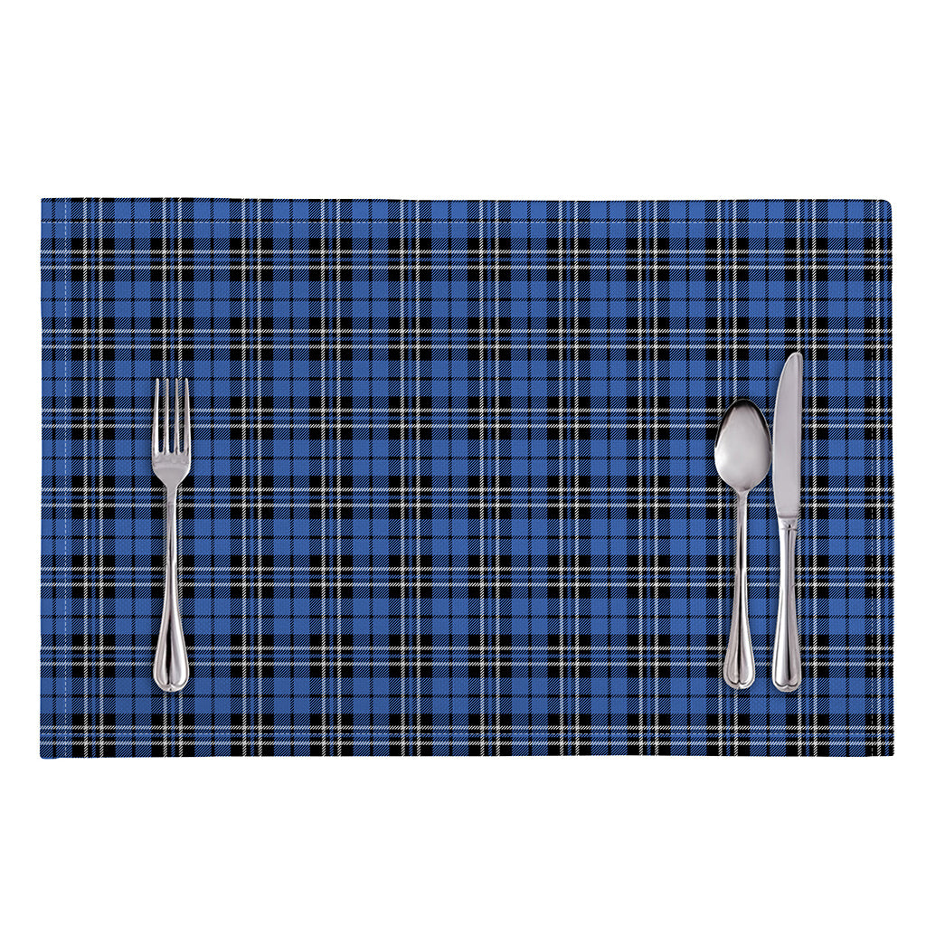 Black And Blue Tartan Pattern Print Placemat