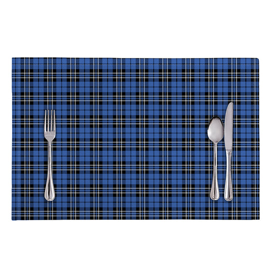 Black And Blue Tartan Pattern Print Placemat