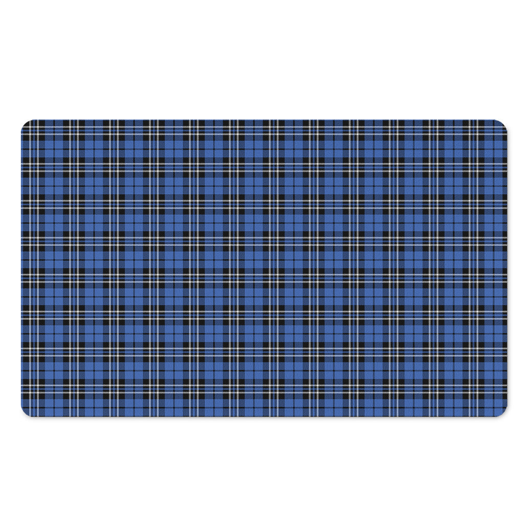 Black And Blue Tartan Pattern Print Polyester Doormat