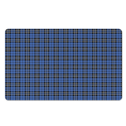 Black And Blue Tartan Pattern Print Polyester Doormat