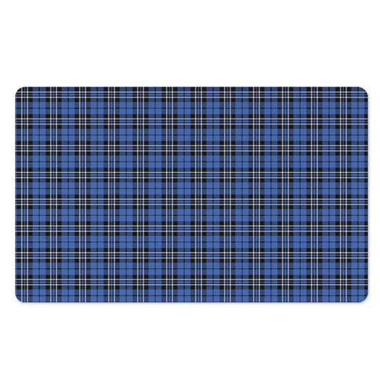 Black And Blue Tartan Pattern Print Polyester Doormat