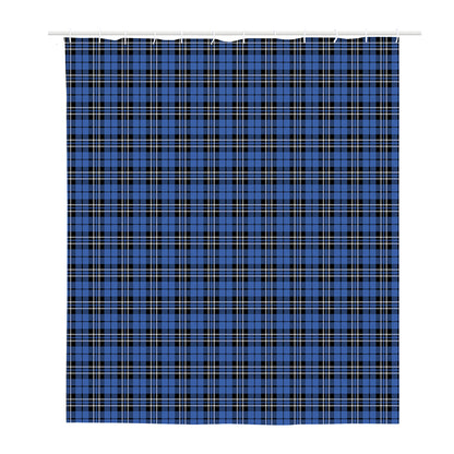 Black And Blue Tartan Pattern Print Polyester Shower Curtain