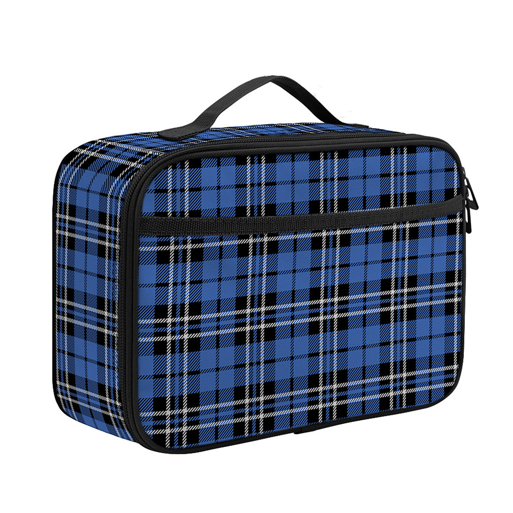 Black And Blue Tartan Pattern Print Portable Lunch Bag