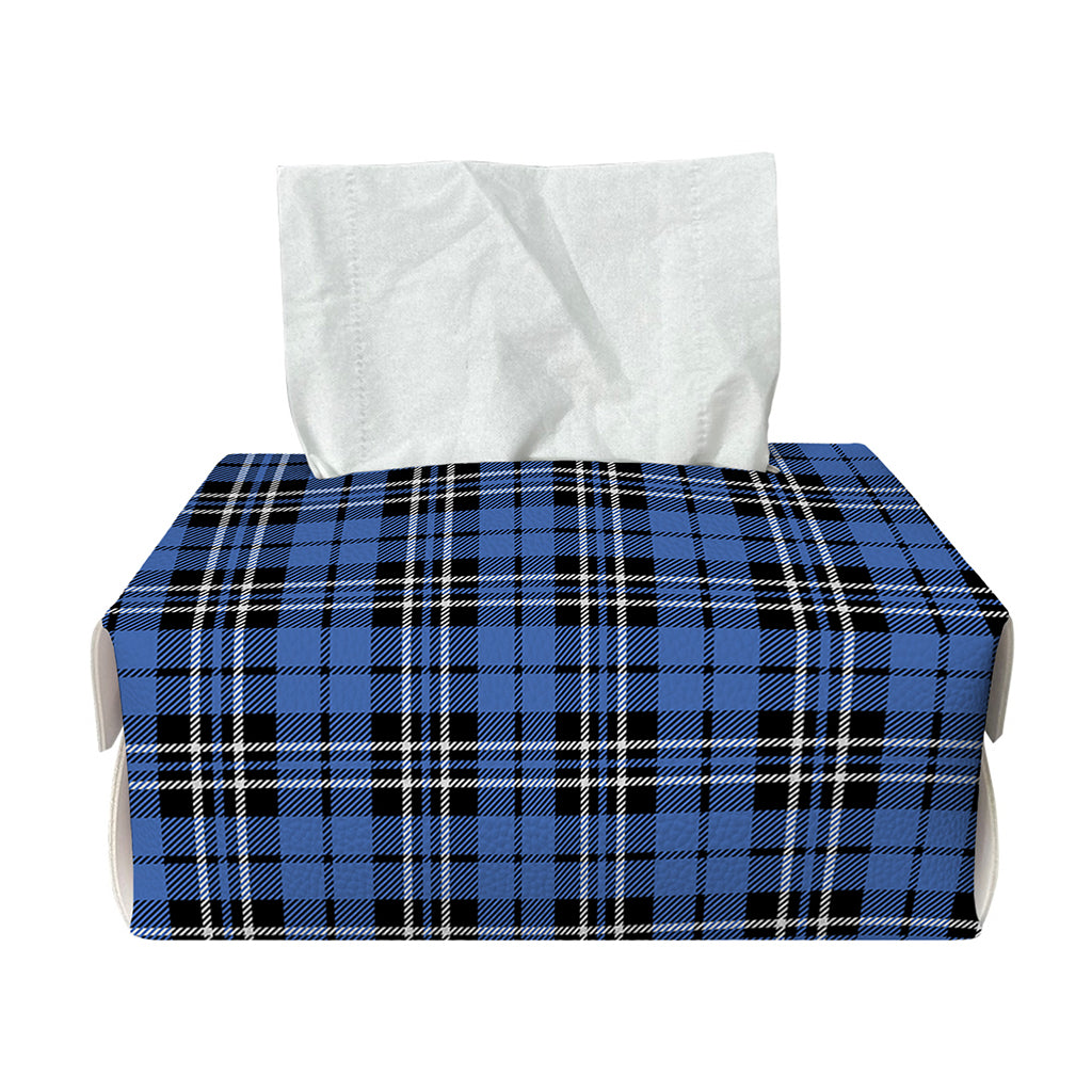 Black And Blue Tartan Pattern Print Rectangle Tissue Box Cover