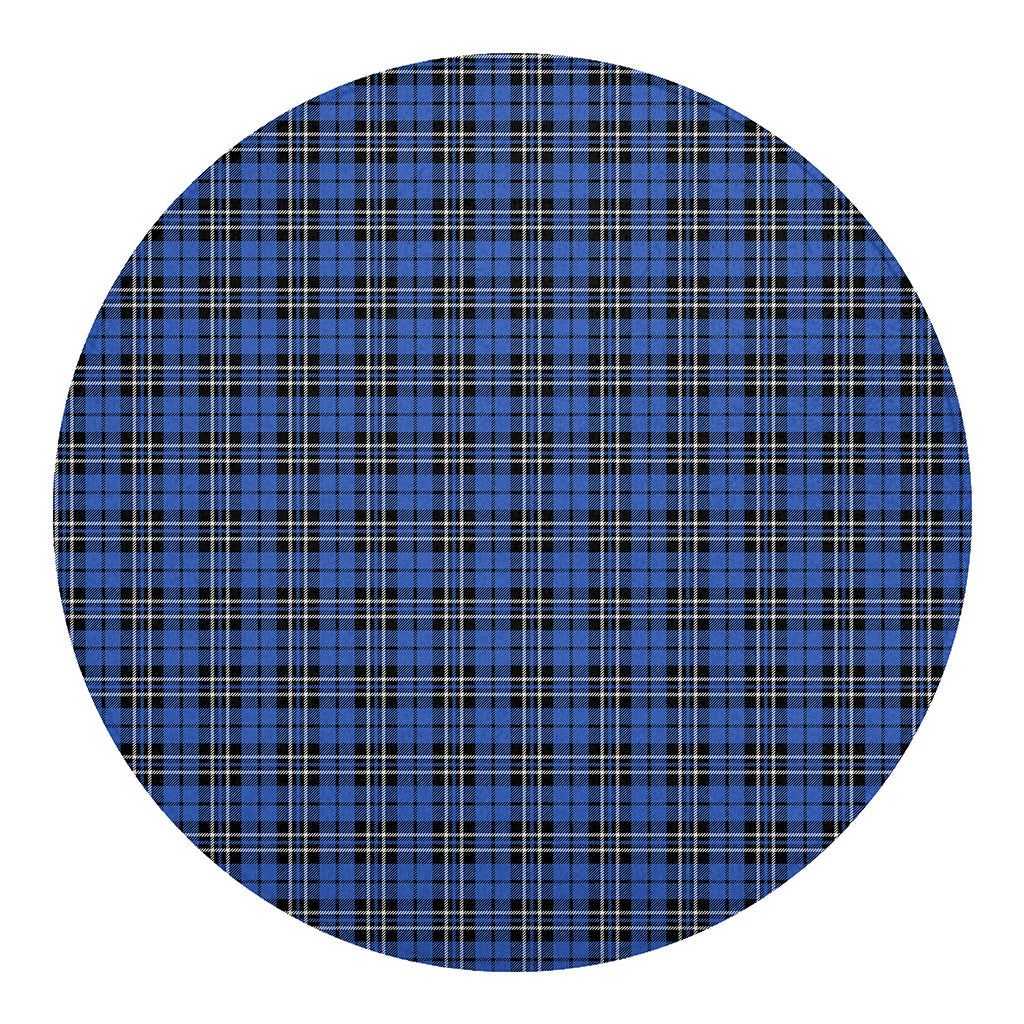 Black And Blue Tartan Pattern Print Round Blanket