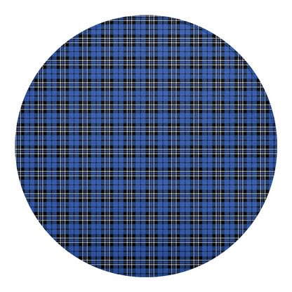 Black And Blue Tartan Pattern Print Round Blanket