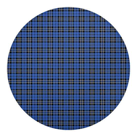 Black And Blue Tartan Pattern Print Round Blanket