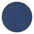 Black And Blue Tartan Pattern Print Round Floor Mat