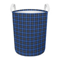 Black And Blue Tartan Pattern Print Round Laundry Basket