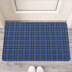Black And Blue Tartan Pattern Print Rubber Doormat
