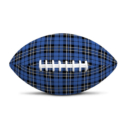 Black And Blue Tartan Pattern Print Rugby Ball