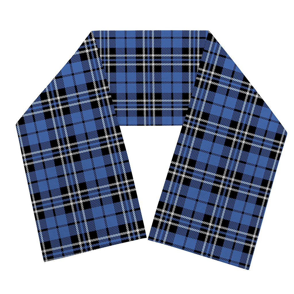Black And Blue Tartan Pattern Print Scarf