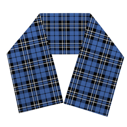 Black And Blue Tartan Pattern Print Scarf