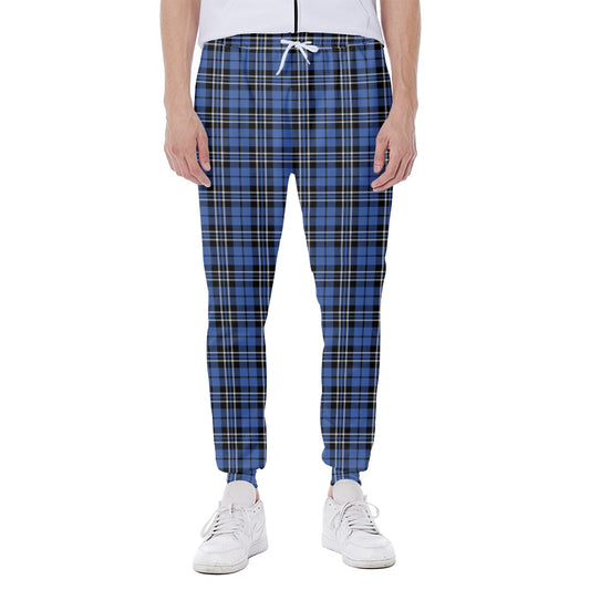 Black And Blue Tartan Pattern Print Scuba Joggers