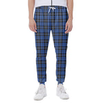 Black And Blue Tartan Pattern Print Scuba Joggers