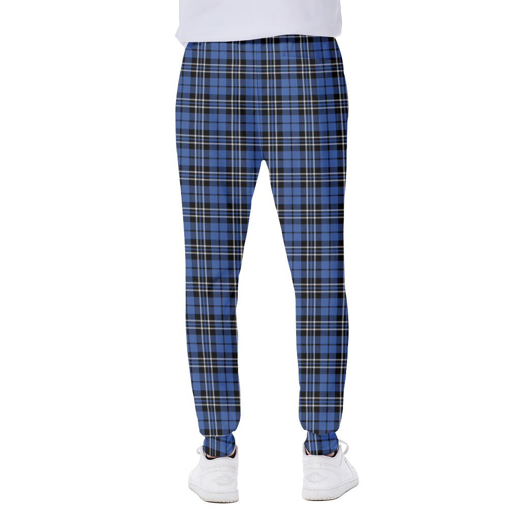 Black And Blue Tartan Pattern Print Scuba Joggers