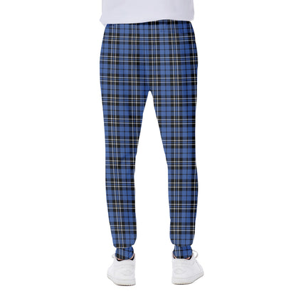 Black And Blue Tartan Pattern Print Scuba Joggers
