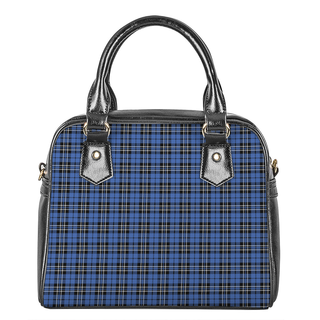 Black And Blue Tartan Pattern Print Shoulder Handbag