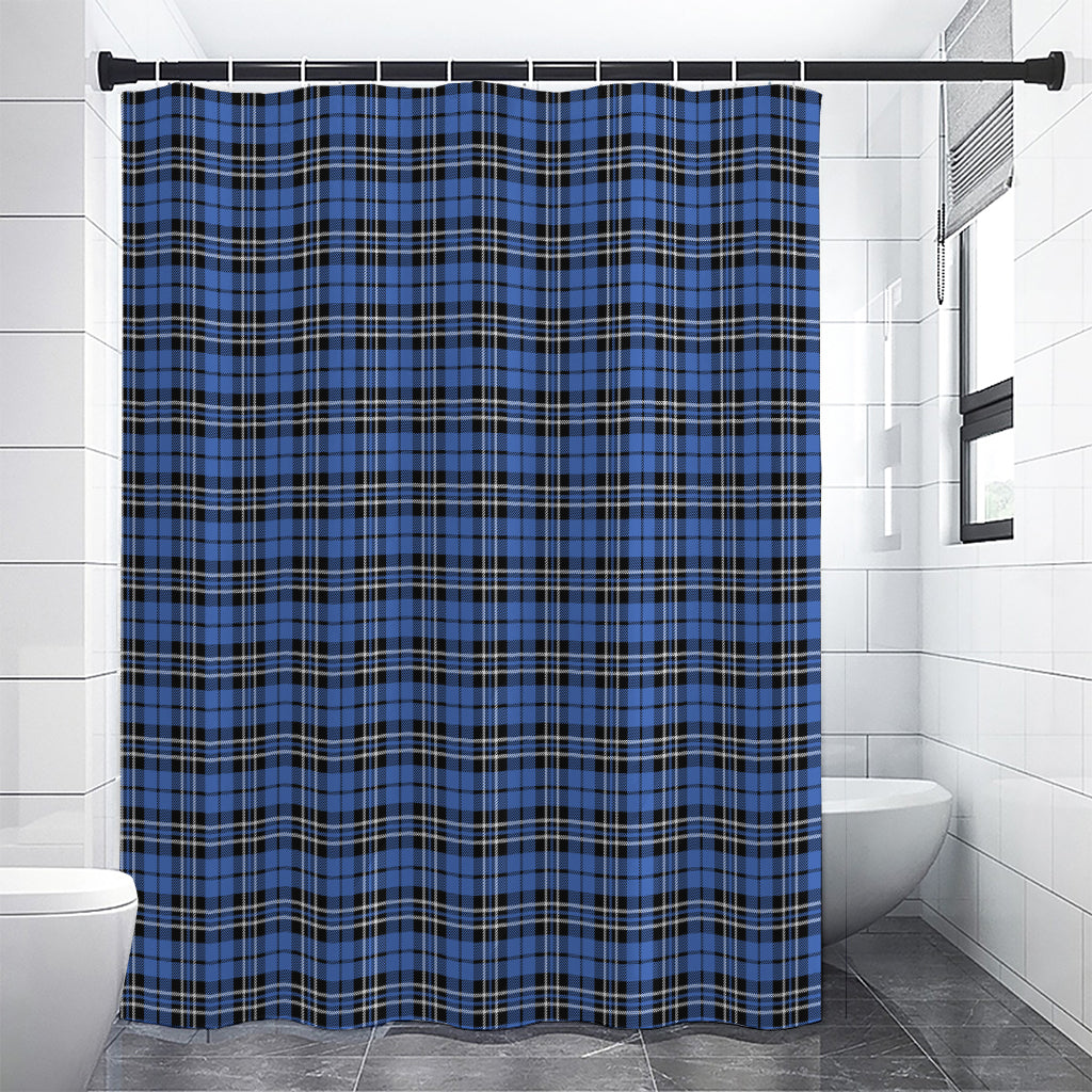 Black And Blue Tartan Pattern Print Shower Curtain