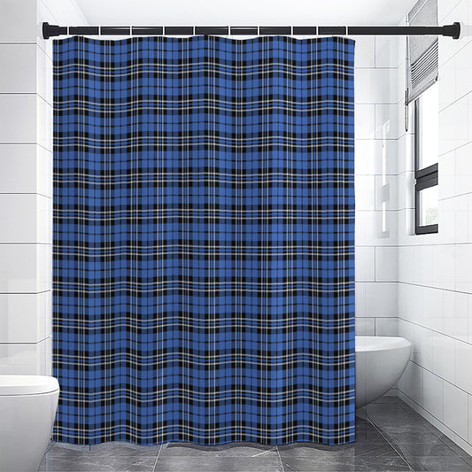 Black And Blue Tartan Pattern Print Shower Curtain