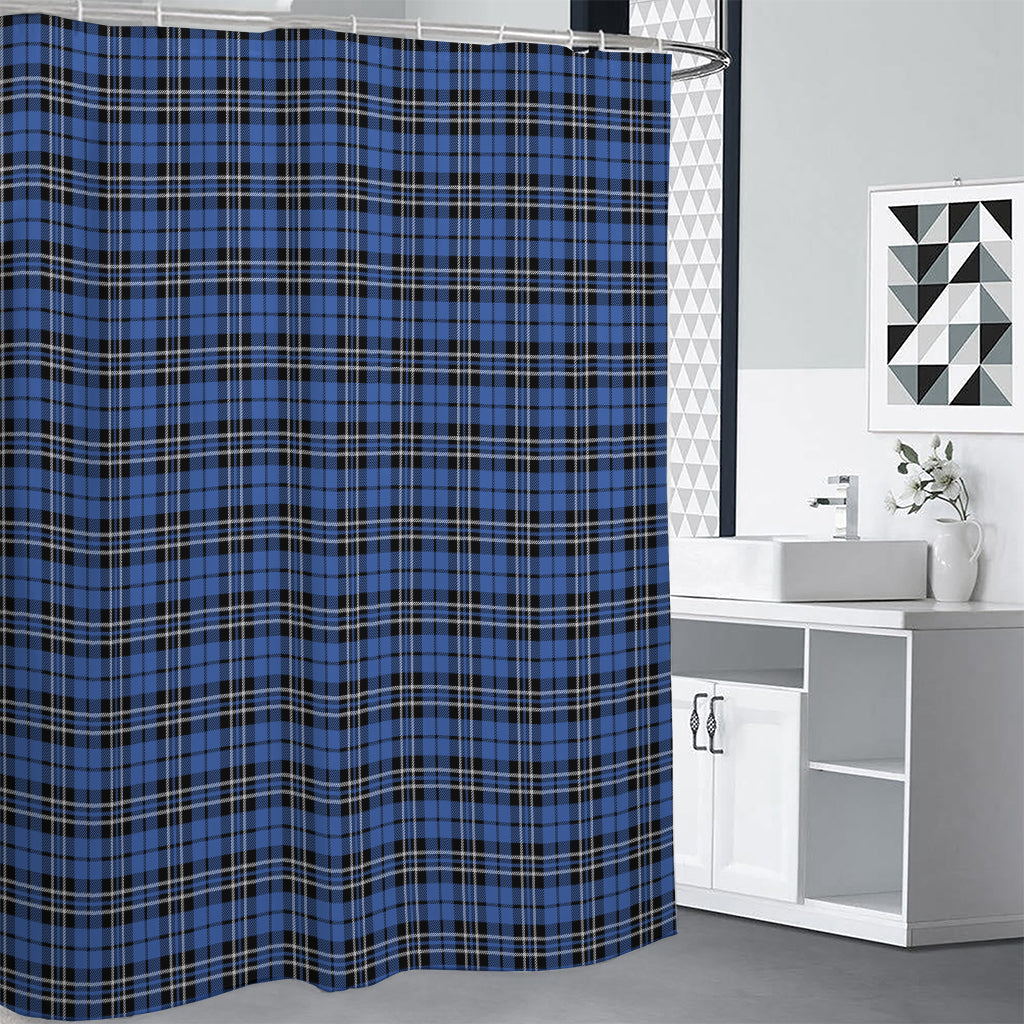 Black And Blue Tartan Pattern Print Shower Curtain