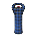 Black And Blue Tartan Pattern Print Single Neoprene Wine Tote