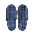 Black And Blue Tartan Pattern Print Slippers