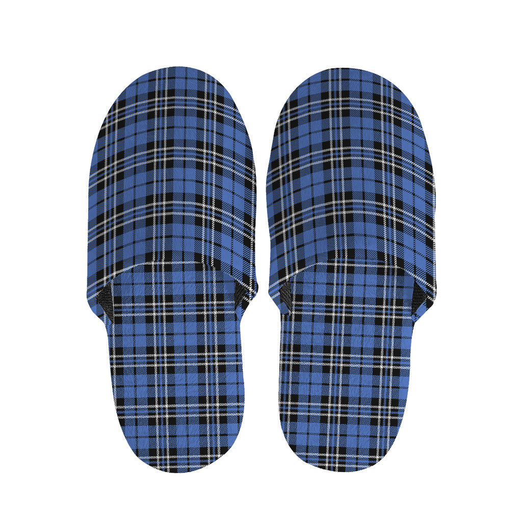 Black And Blue Tartan Pattern Print Slippers