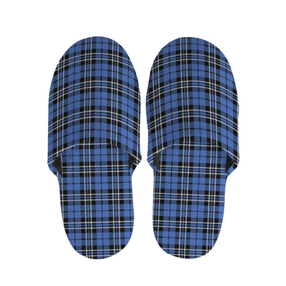 Black And Blue Tartan Pattern Print Slippers