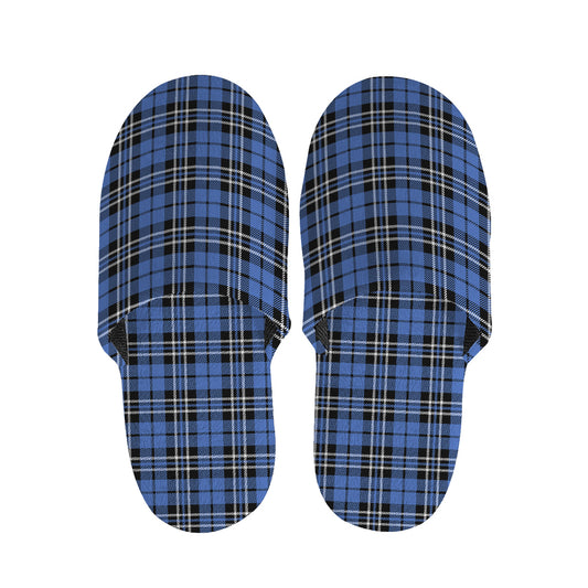 Black And Blue Tartan Pattern Print Slippers