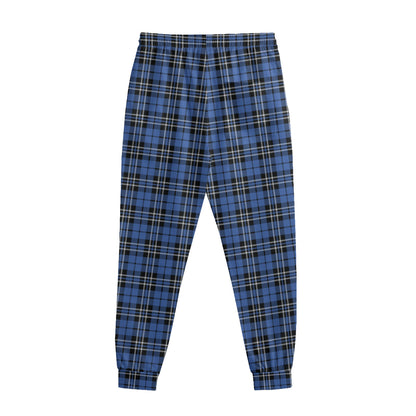 Black And Blue Tartan Pattern Print Sweatpants