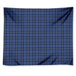 Black And Blue Tartan Pattern Print Tapestry