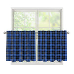 Black And Blue Tartan Pattern Print Tier Curtains