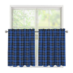 Black And Blue Tartan Pattern Print Tier Curtains
