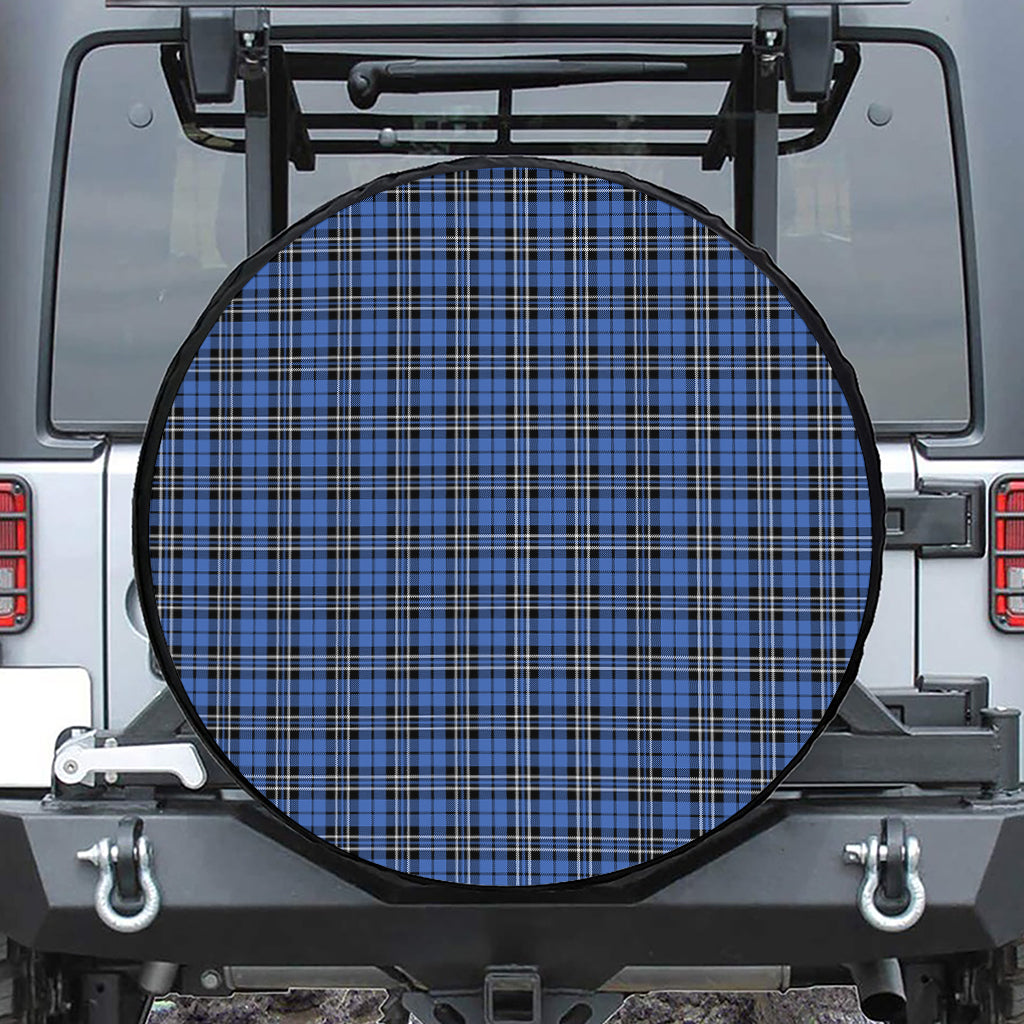 Black And Blue Tartan Pattern Print Tire Cover