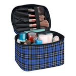 Black And Blue Tartan Pattern Print Travel Makeup Bag