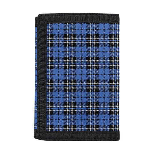 Black And Blue Tartan Pattern Print Trifold Wallet
