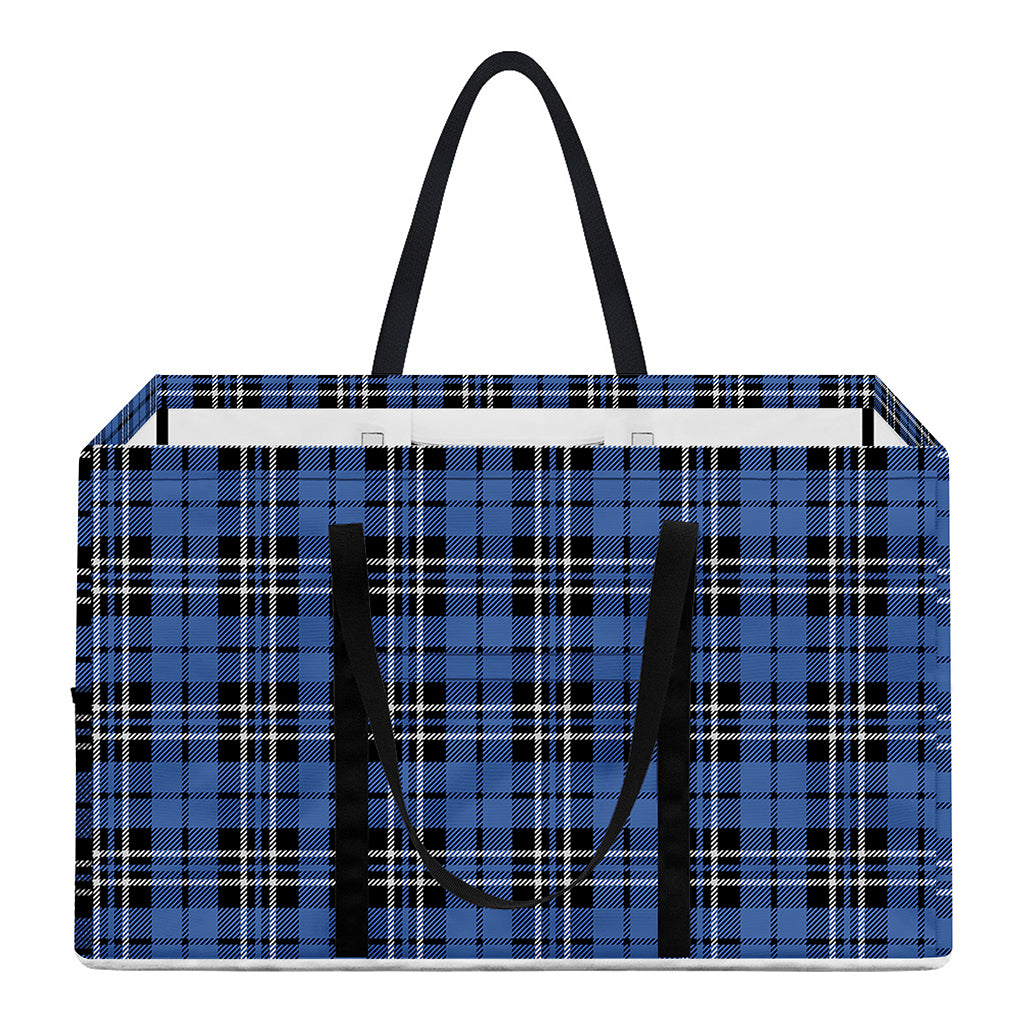 Black And Blue Tartan Pattern Print Utility Tote Bag