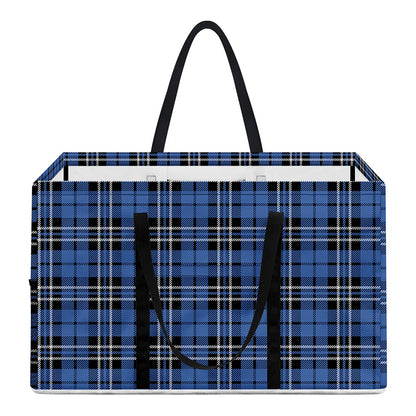 Black And Blue Tartan Pattern Print Utility Tote Bag