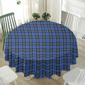 Black And Blue Tartan Pattern Print Waterproof Round Tablecloth