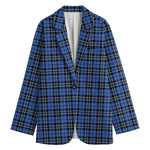 Black And Blue Tartan Pattern Print Women's Blazer