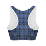 Black And Blue Tartan Pattern Print Women's Sports Bra