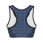 Black And Blue Tartan Pattern Print Women's Sports Bra