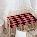 Black And Coral Argyle Pattern Print Baby Crib Sheet