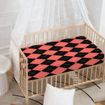 Black And Coral Argyle Pattern Print Baby Crib Sheet
