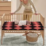 Black And Coral Argyle Pattern Print Baby Crib Sheet